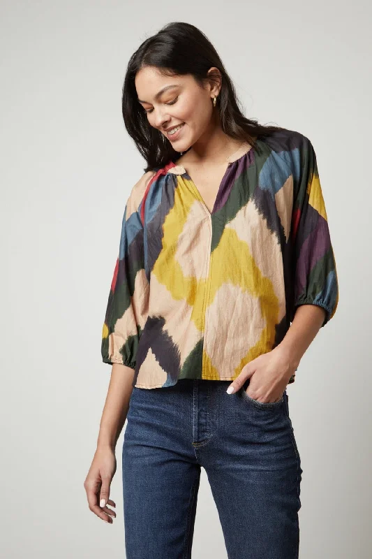 Fashionable Prints LIZETTE PRINTED BOHO TOP