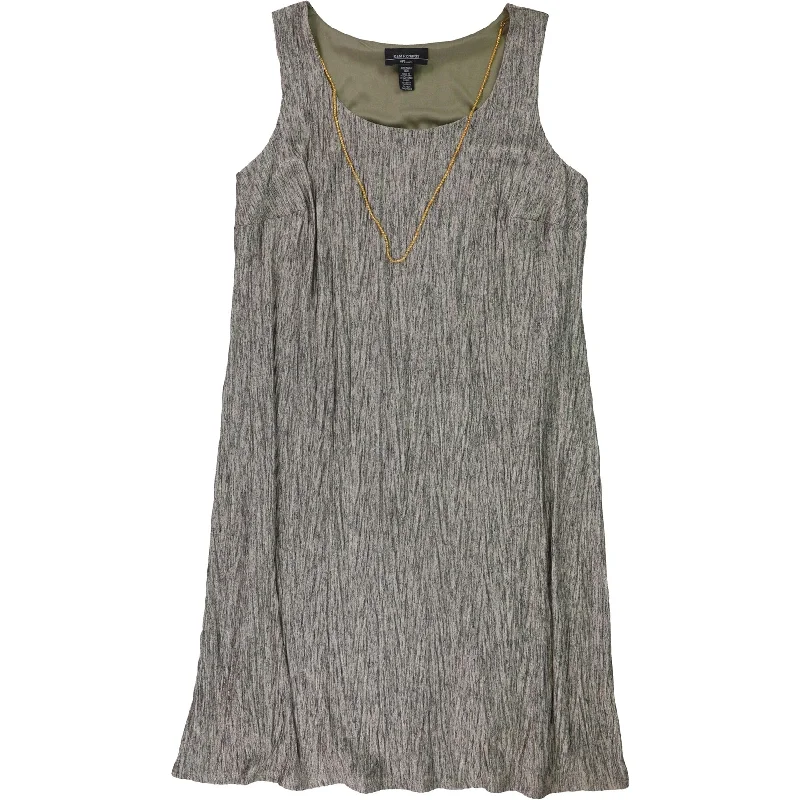Chic Relaxation R&M Richards Womens Necklace Shift Dress, Brown, 14W