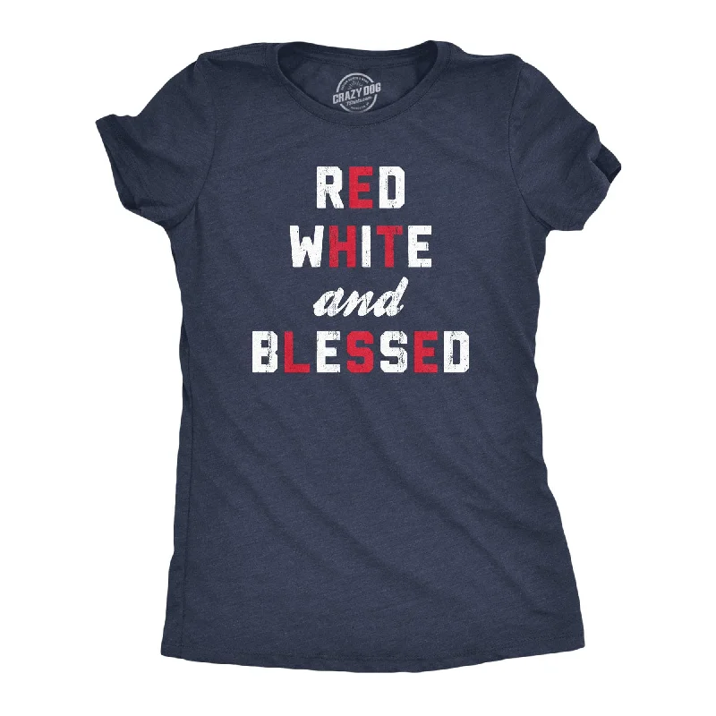 Printed pattern Red White And Blessed Women's T Shirt