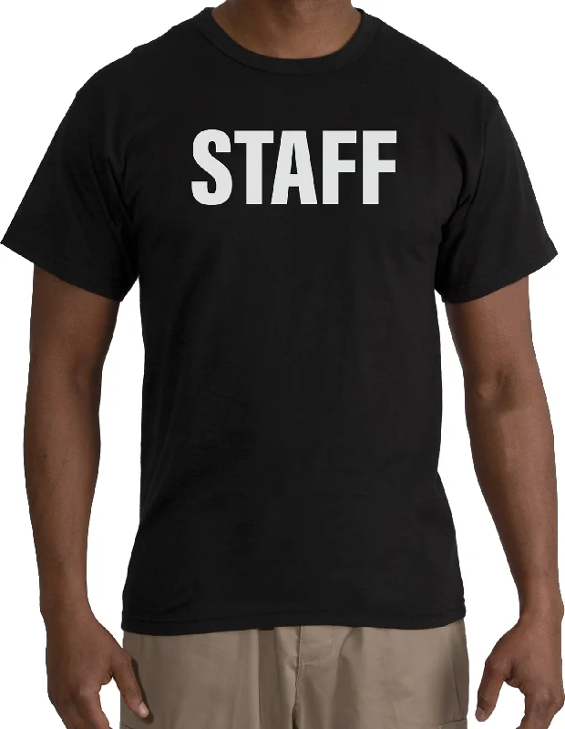 Street Casual Style Black 2-Sided Staff T-Shirt Comfortable Short Sleeve Tee Shirt