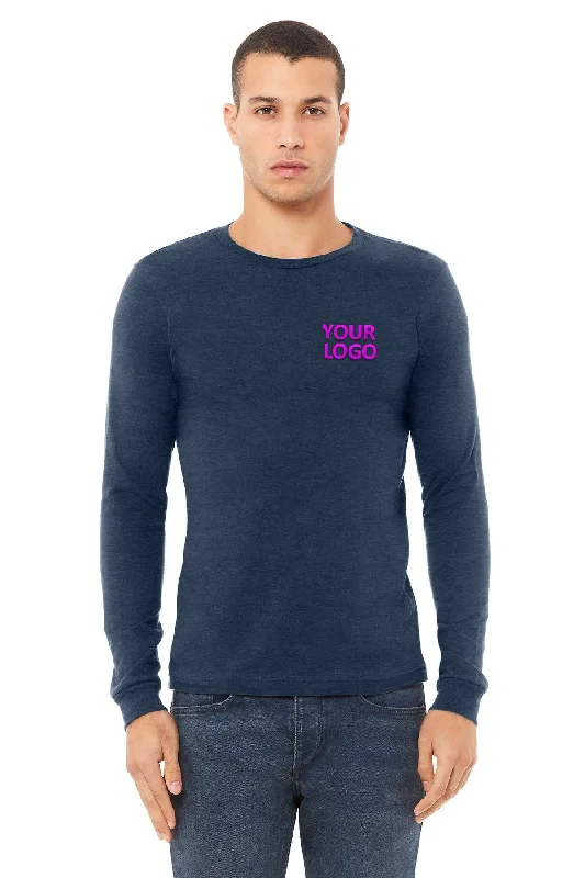 Trendy Looks Bella Canvas Unisex Heather Long Sleeve T-Shirt, Navy