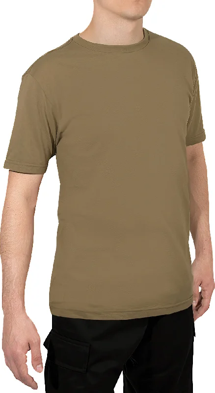 Fashionable And Versatile Brown - Athletic Fit Solid Color Military T-Shirt