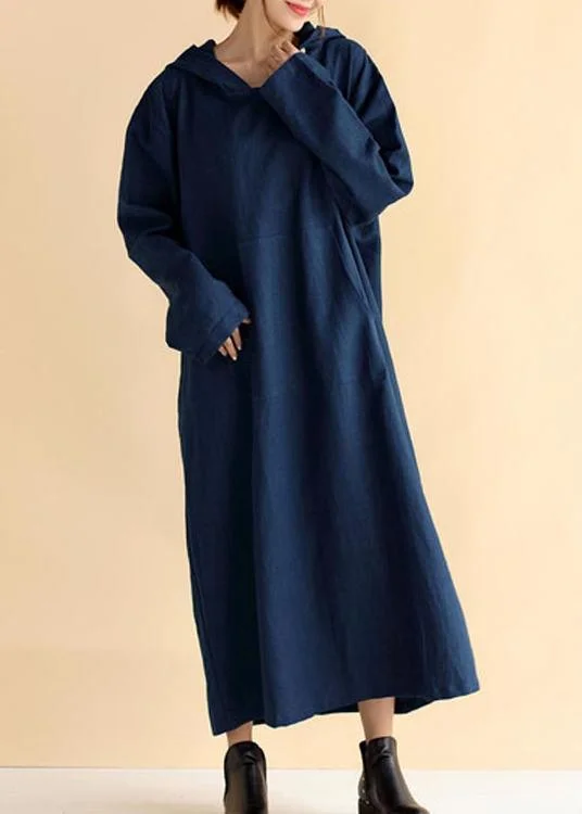 Quality Tailoring Beautiful Navy Tunic Hooded Pockets Traveling Spring Dresses