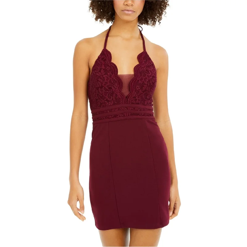 French Style Speechless Womens Scalloped Glitter Lace Bodycon Dress