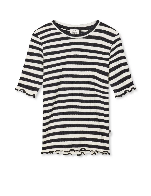 Street Style 5x5 Classic Stripe Tuviana Tee, Black/Vanilla Ice