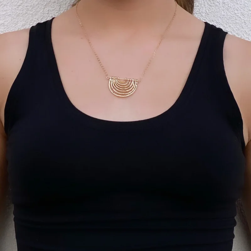 Elegant Design Multi Semi Circle Charm Necklace