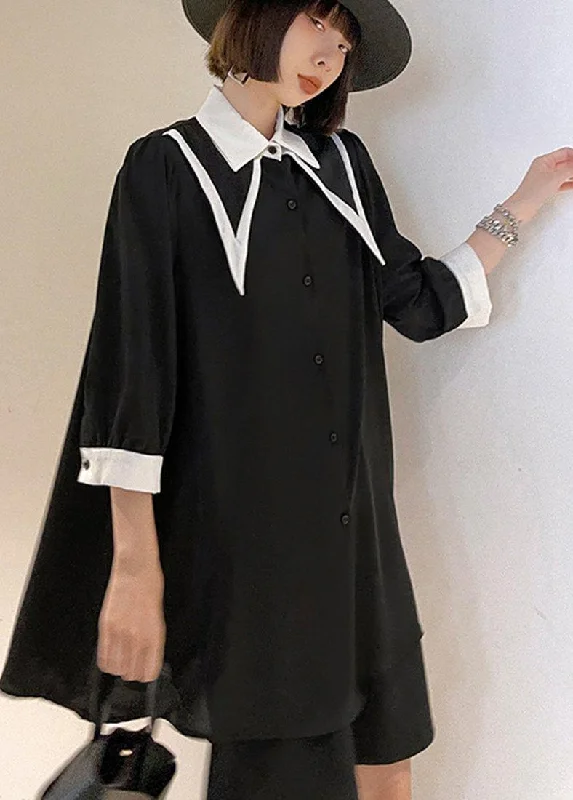 New Autumn And Winter Styles Bohemian Black Patchwork Cotton Button Summer Robe Dresses New Autumn And Winter Styles Bohemian Black Patchwork Cotton Button Summer Robe Dresses