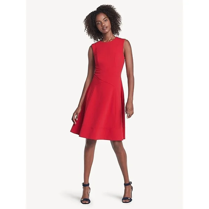 Unique Fashion Tommy Hilfiger Women's Asymmetrical Fit & Flare Dress Sca Size 2