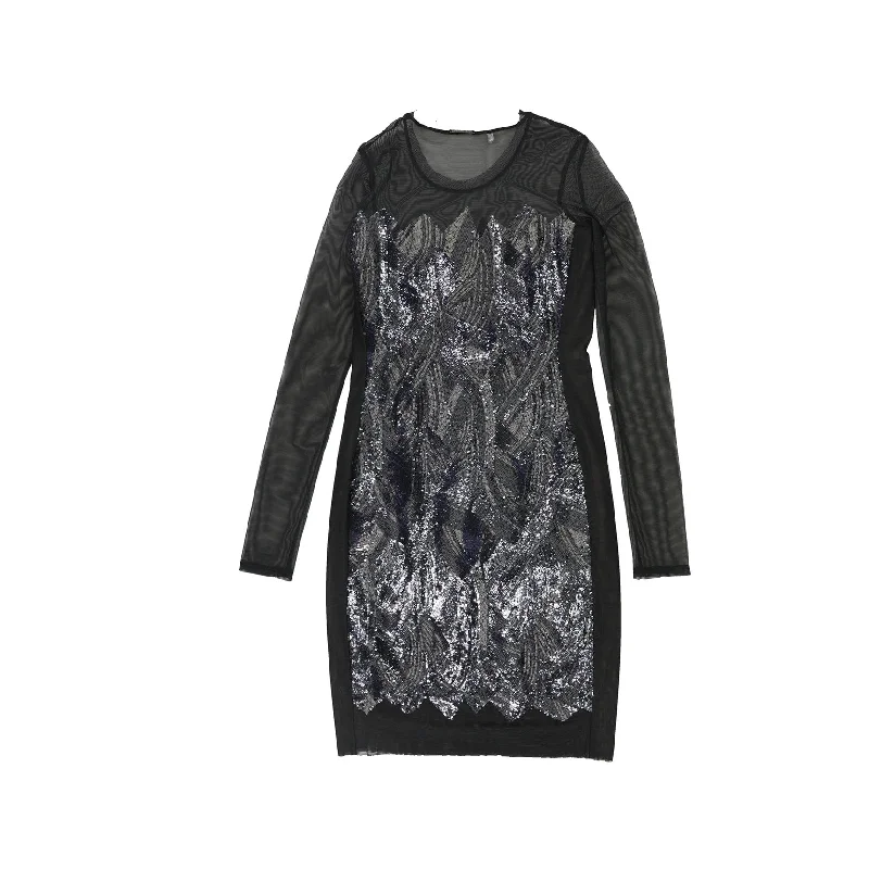 High-quality Design Tahari Womens Anaya Sequined Cocktail Dress, Black, 2