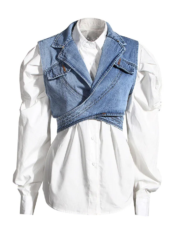 Cool Style TANTA Blouse & Denim Vest Set