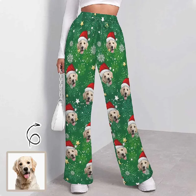 Double-sided Wear Custom Face Christmas Snowflake Pattern Women's Drawstring Wide Leg Sweatpants Double-sided Wear Custom Face Christmas Snowflake Pattern Women's Drawstring Wide Leg Sweatpants