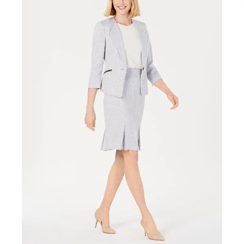 Basic Version Le Suit Women's Petite Zippered-Pocket Pleated-Hem Skirt Suit Navy Size 8 Basic Version Le Suit Women's Petite Zippered-Pocket Pleated-Hem Skirt Suit Navy Size 8