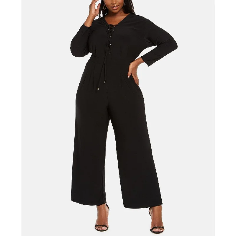 Exquisite Design Love Squared Women's Plus SizeTrendy Lace-Up Jumpsuit Black Size 1X