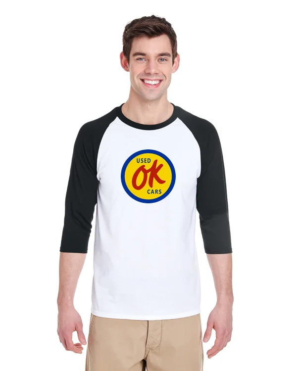 French Style Chevrolet OK Used Cars Raglan Baseball T-Shirt