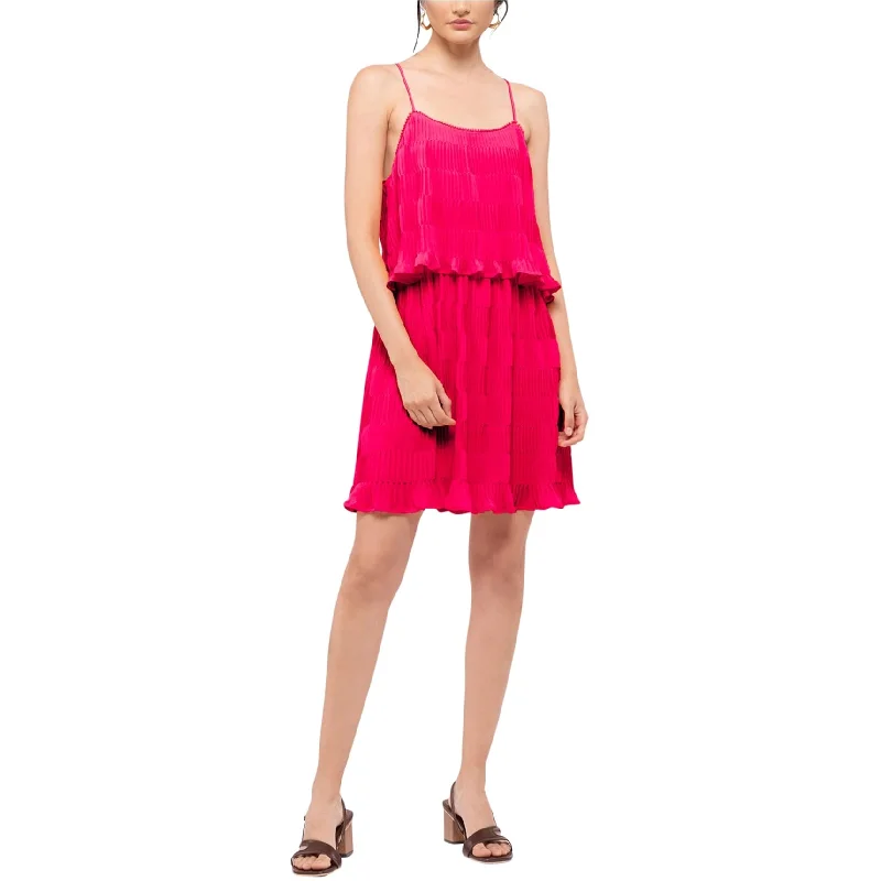 Casual Style Moon River Womens Tiered Pleated Dress, Pink, Small