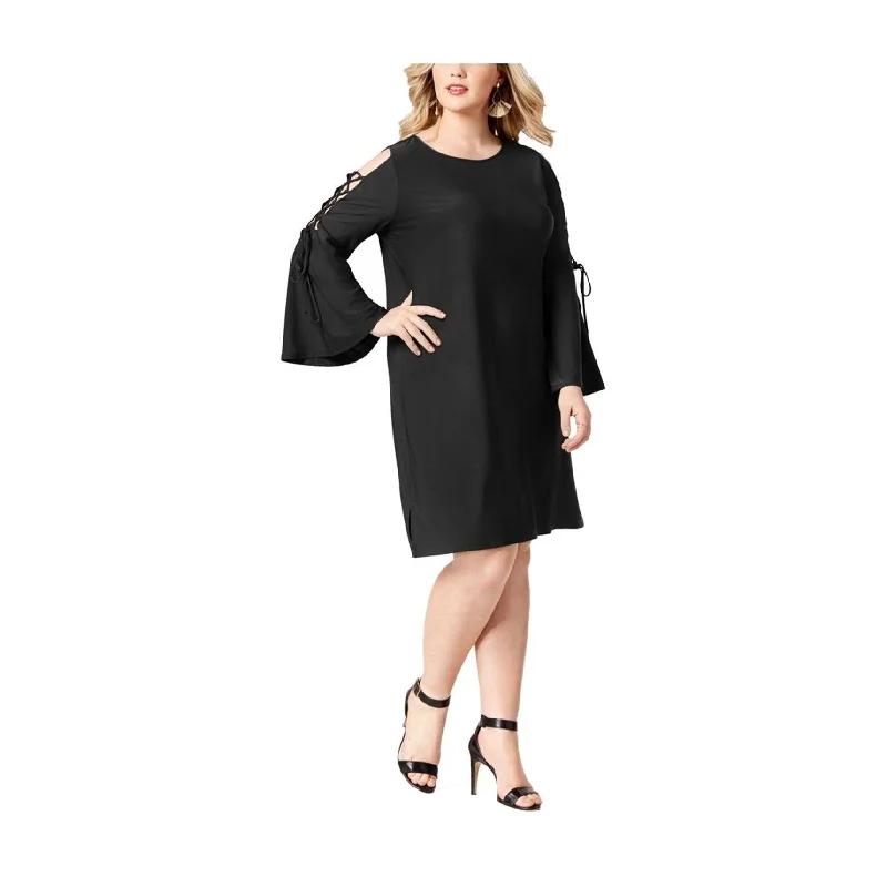 Avant-garde Design Love Scarlett Womens Lace-Up Sleeve Cold Shoulder Dress, Black, 1X Avant-garde Design Love Scarlett Womens Lace-Up Sleeve Cold Shoulder Dress, Black, 1X