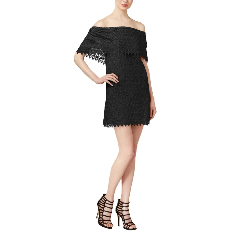 Thin Design Kensie Womens Eyelet Shift Dress, Black, Large