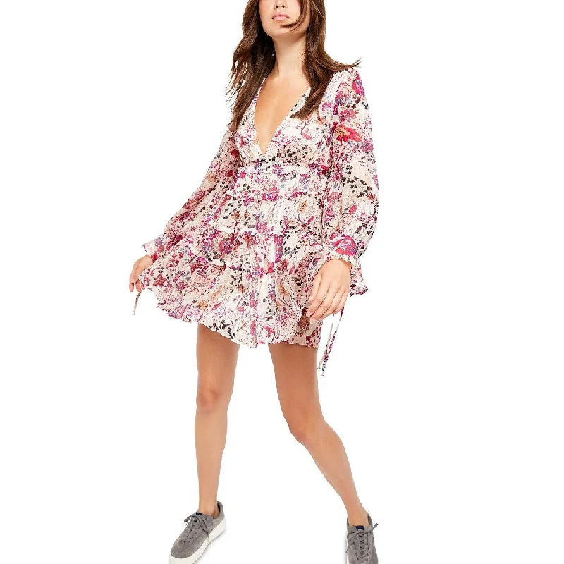 Comfortable Mind Free People Women's Closer To The Heart Tiered Floral Dress Natural Size Medium Comfortable Mind Free People Women's Closer To The Heart Tiered Floral Dress Natural Size Medium