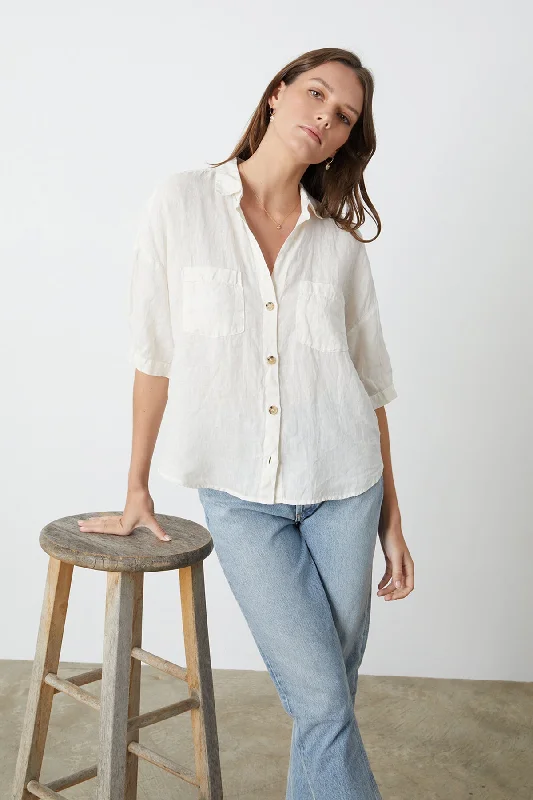Summer Selection MARIA LINEN BUTTON-UP SHIRT