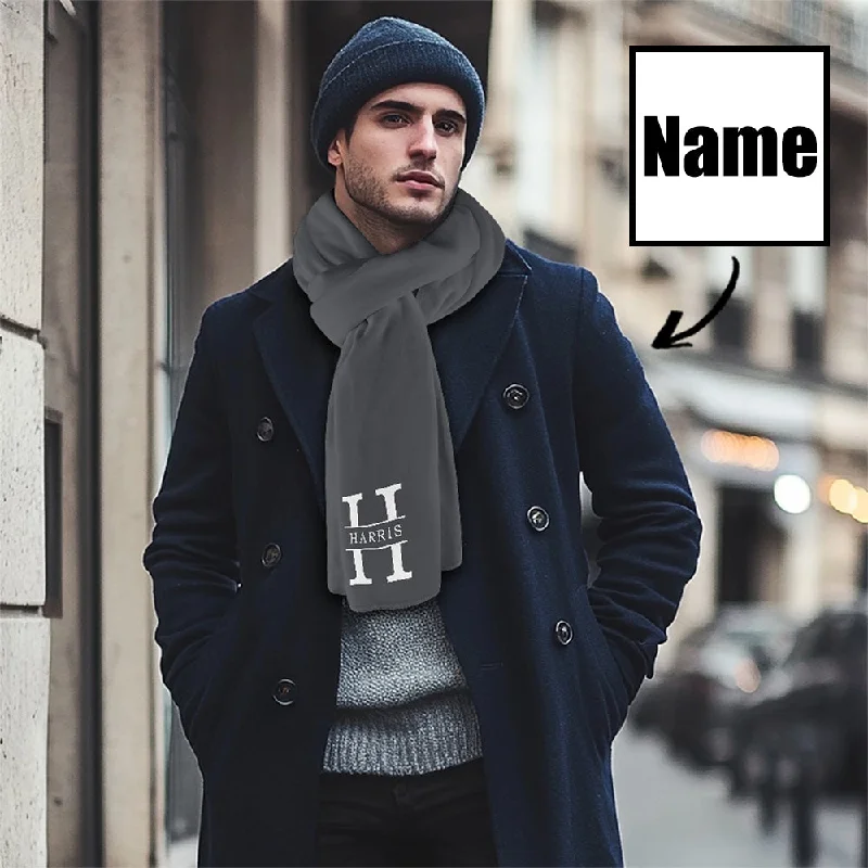 Fashionable and casual Custom Initials & Name Grey Fluffy Scarf Soft&High Elasticity Winter Gift Fashionable and casual Custom Initials & Name Grey Fluffy Scarf Soft&High Elasticity Winter Gift