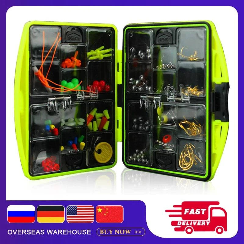 Slightly Flared Design 184pcs/Set Fishing Accessories Kit Outdoor Fishing Supplies Including Hook Sinker Weights Fishing Line Beads with Tackle Box Slightly Flared Design 184pcs/Set Fishing Accessories Kit Outdoor Fishing Supplies Including Hook Sinker Weights Fishing Line Beads with Tackle Box