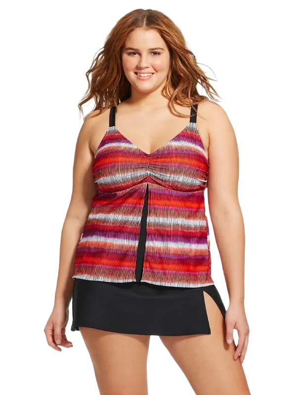 Embroidery Design Women's Printed Tankini Top,Multi