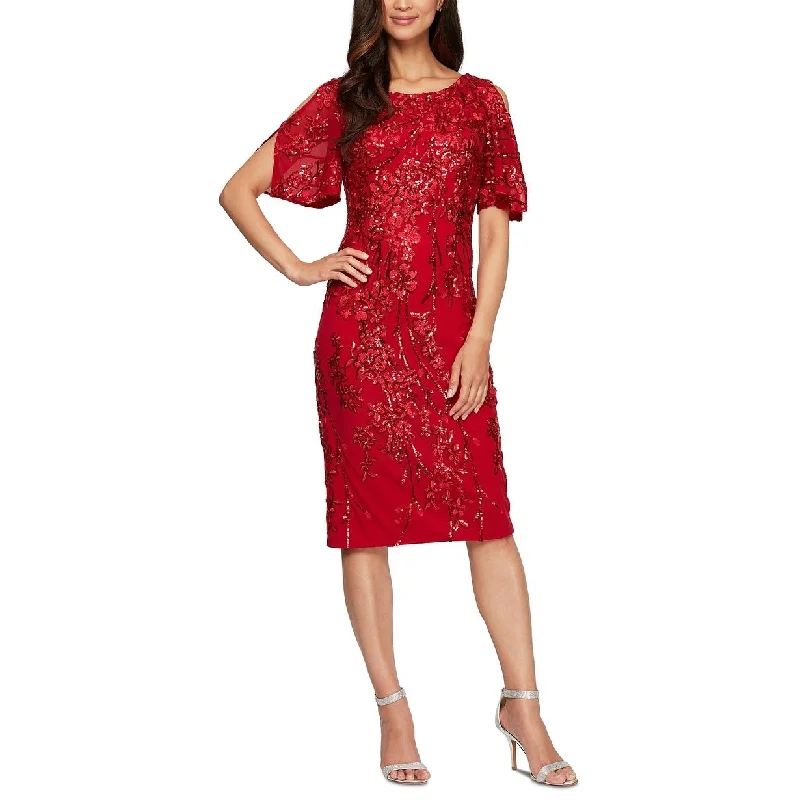 Fashionable Inner Wear Alex Evenings Women's Embellished Cold-Shoulder Dress Red Size 16 Fashionable Inner Wear Alex Evenings Women's Embellished Cold-Shoulder Dress Red Size 16