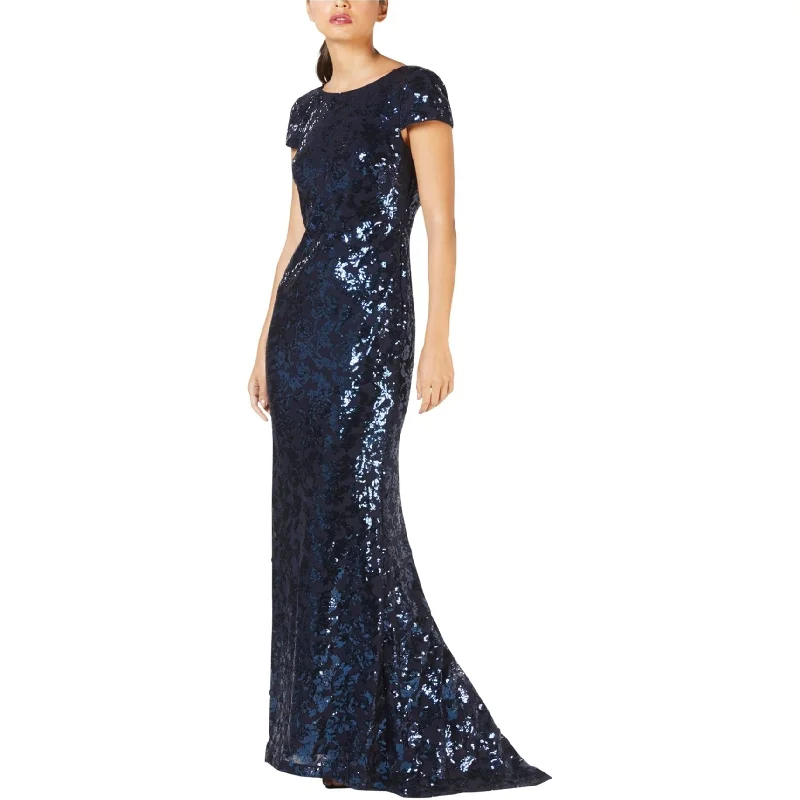 Elegant And Casual Calvin Klein Womens Draped Back Gown Dress, Blue, 8
