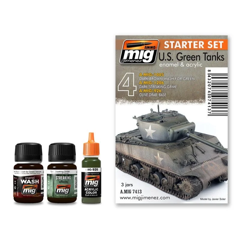 Modern Tailoring Ammo By Mig US Green Tanks Starter Set