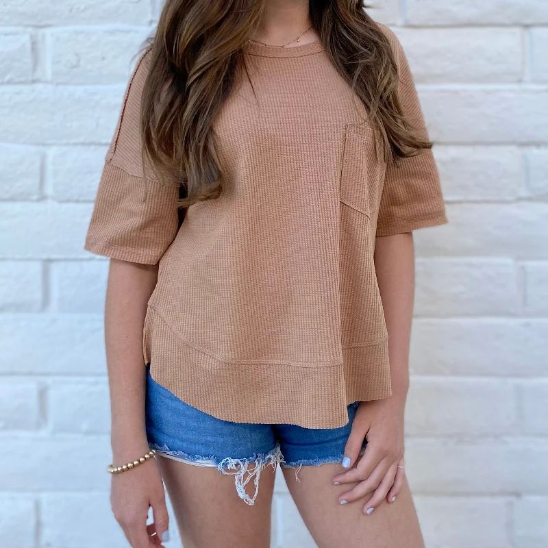 Fashion Must-have Dolly Detail Back Top Camel