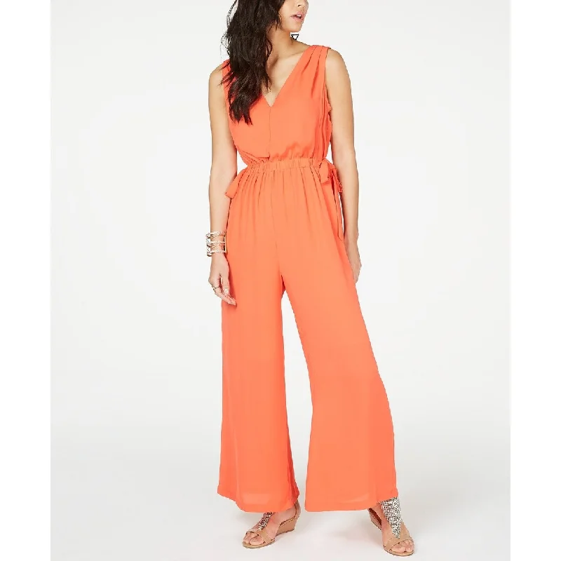 Luxury Style Thalia Sodi Women's Tie-Waist V-Neck Jumpsuit Orange Size Extra Large - X-Large Luxury Style Thalia Sodi Women's Tie-Waist V-Neck Jumpsuit Orange Size Extra Large - X-Large