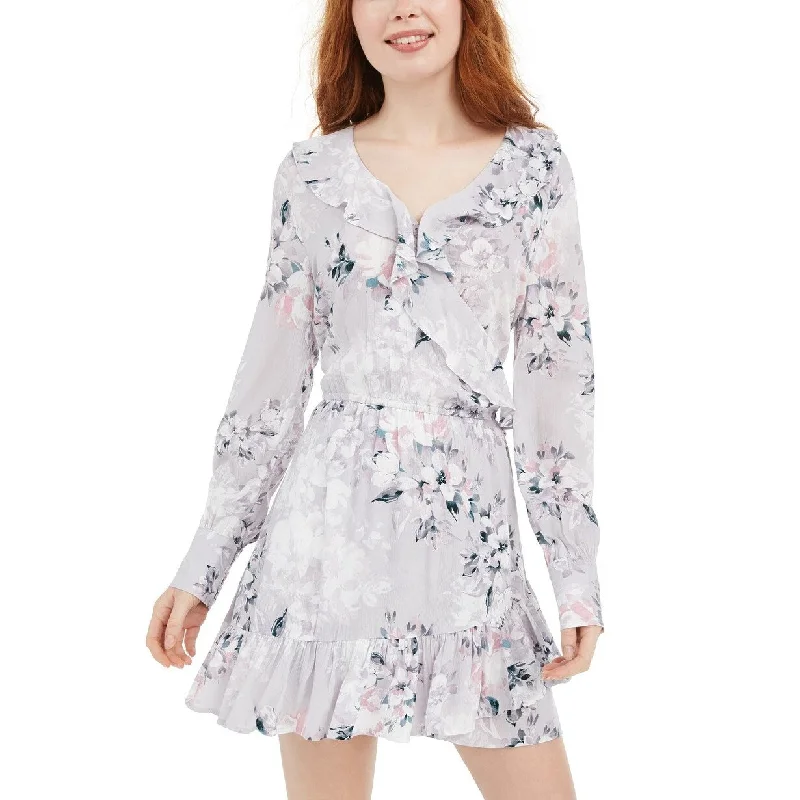 Personalized Outfit American Rag Juniors' Printed Ruffle-Trimmed Wrap Dress Gray Size Small Personalized Outfit American Rag Juniors' Printed Ruffle-Trimmed Wrap Dress Gray Size Small
