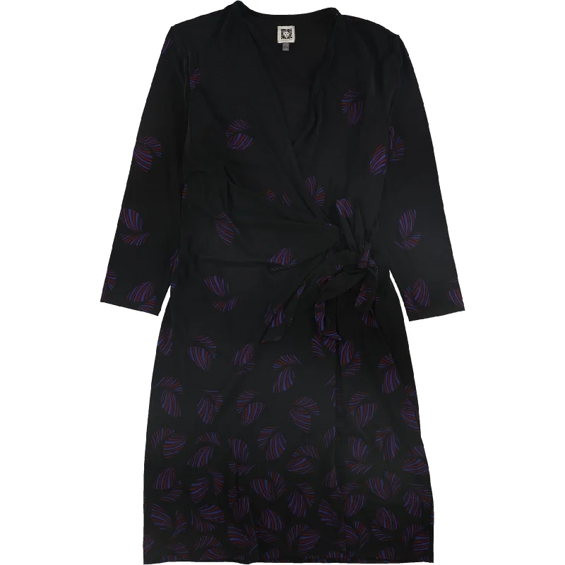 Leisure Sports Anne Klein Womens Therese Wrap Dress, Black, X-Small