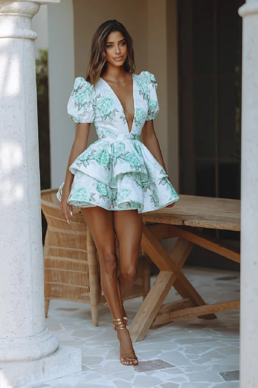 Integrated Design AUBRINA MINI DRESS - GARDEN BLOOM/GREEN
