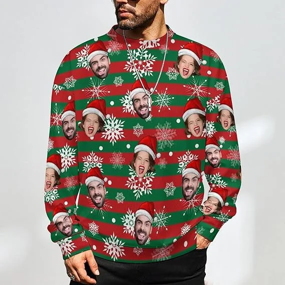 Romantic And Fresh Xmas Special-Custom Mens Ugly Christmas Sweater Personalized Face Sweathirt Jumpers Funny Knitted Pullover Tops Xmas Novelty Sweaters Romantic And Fresh Xmas Special-Custom Mens Ugly Christmas Sweater Personalized Face Sweathirt Jumpers Funny Knitted Pullover Tops Xmas Novelty Sweaters