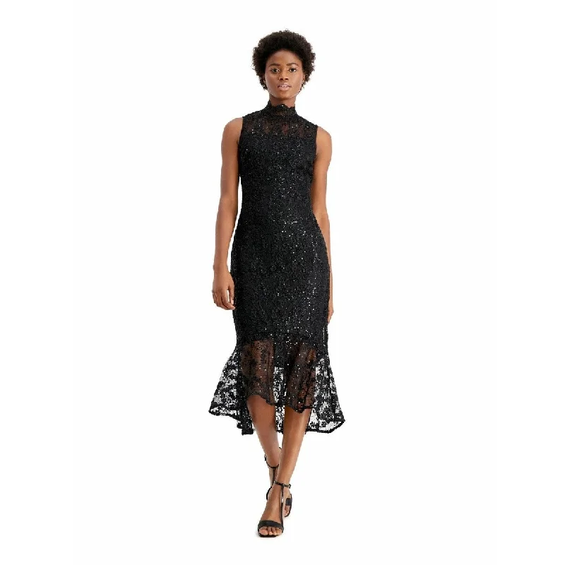Economic Outlook Calvin Klein Women's Mock-Neck Lace Dress Black Size 4