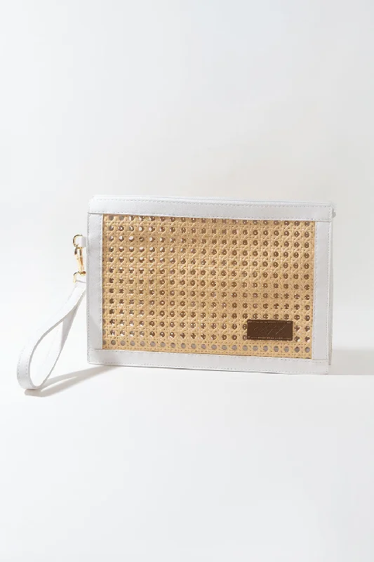 Personalized Wear DUBAI RATTAN CLUTCH - WHITE