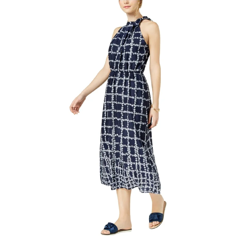 Fashionable In The Times Maison Jules Womens Printed Neck-Tie Midi Dress