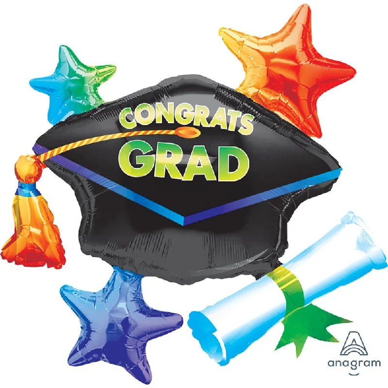 Minimal Style 31 inch CONGRATS GRAD CAP WITH STARS