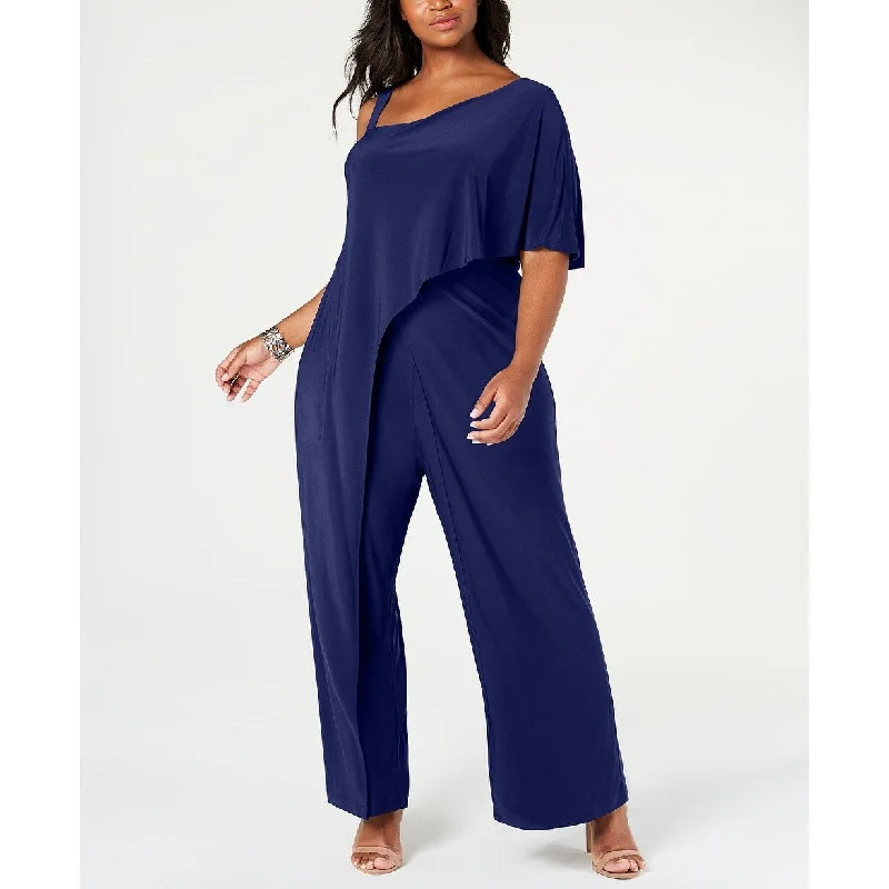 Preview New Products R & M Richards Women's Plus Size One-Shoulder Jumpsuit Navy Size 16 Preview New Products R & M Richards Women's Plus Size One-Shoulder Jumpsuit Navy Size 16