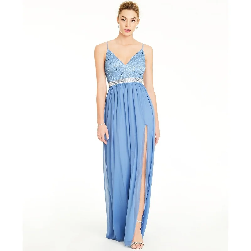 Elegant Design Emerald Sundae Juniors' Lace & Chiffon Gown Blue Size 5