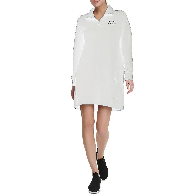 Cool Style DKNY Women's Sport Half-Zip Logo Dress White Size Large