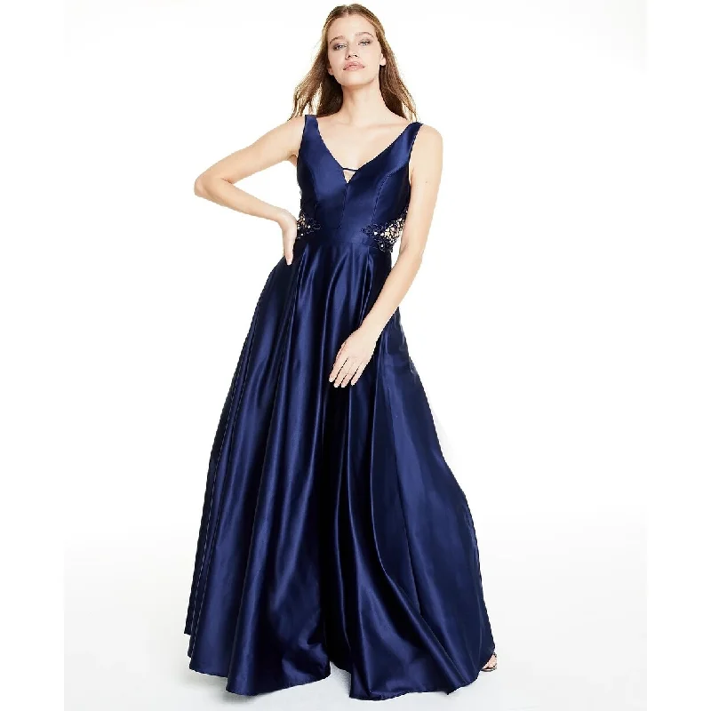 Celebrity Must-have City Studios Junior's Rhinestone Cutout Gown Navy Size 5