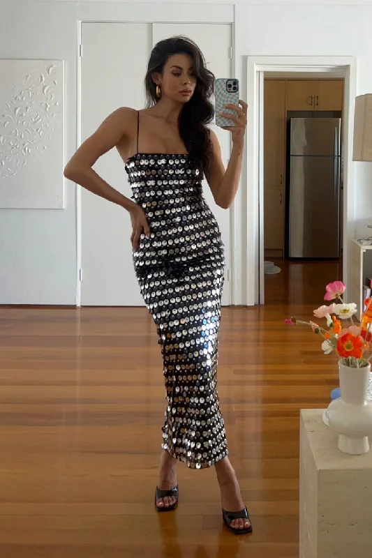 High-end Sense LACANZA MIDI DRESS - BLACK