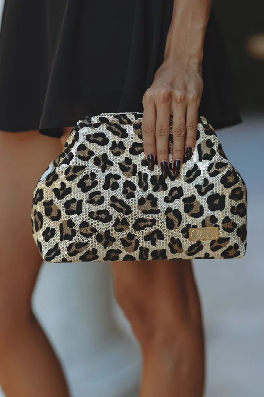 Artistic Temperament DIVA CLUTCH - GOLD SEQUIN LEOPARD