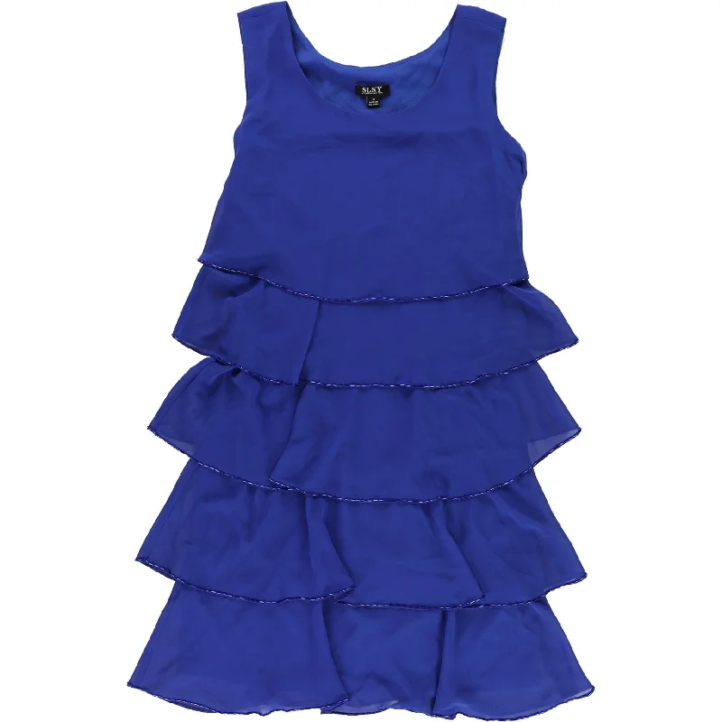 New Design SLNY Womens Beaded Trim Sheath Dress, Blue, 8