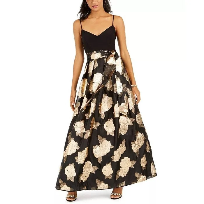 Age-reducing Style Eliza J Women's Metallic Floral Print Gown Black Size 8