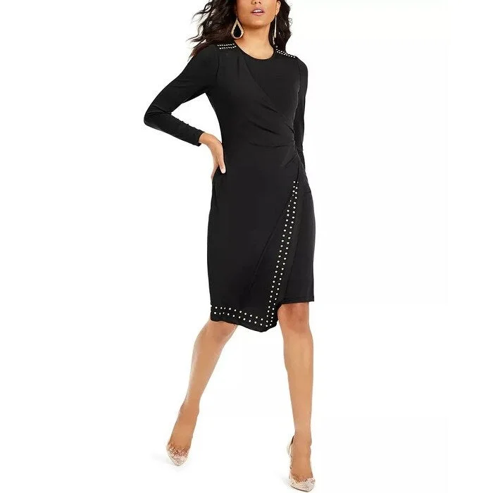 Retro Prints Thalia Sodi Women's Studded Wrap Sheath Dress Black Size Medium