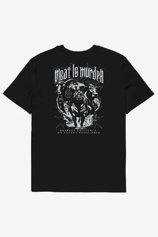 Black And White Style Meat is M*rder Unisex T-Shirt (back)