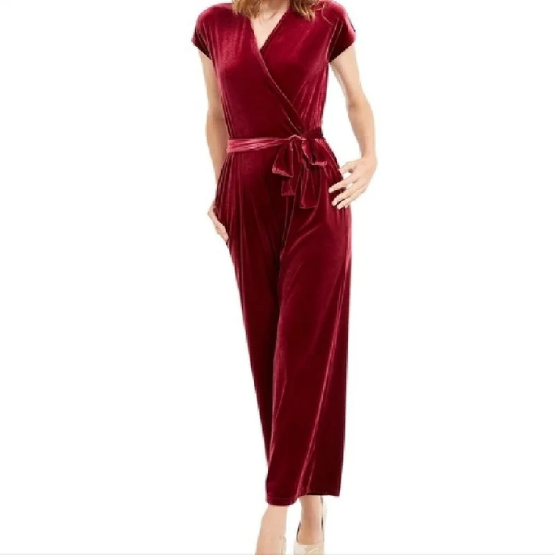 Summer Selection Alfani Women's Velvet Wide-Leg Jumpsuit Wine Size Smal